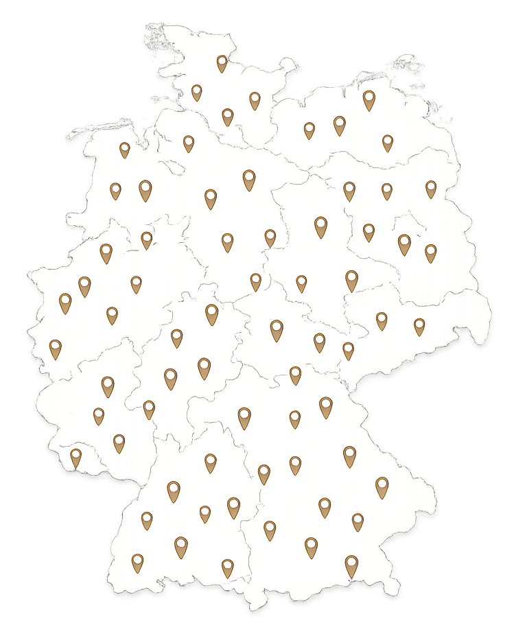 Deutschlandkarte mit Servicestandorten